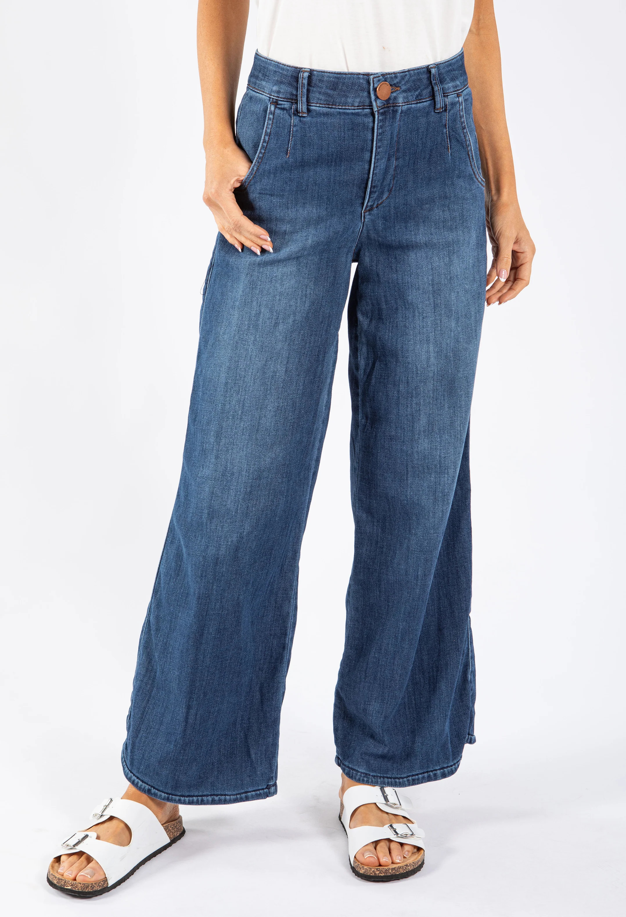 "Ab"Solution® Skyrise Wide Leg Tulip Hem Jeans | Pamela Scott 