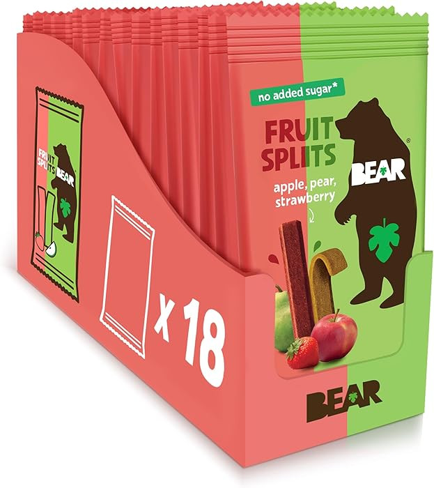 BEAR Real Fruit Snack Splits - Gluten Free, Vegan, and Non-GMO - Apple and Strawberry – Healthy... | Amazon (US)