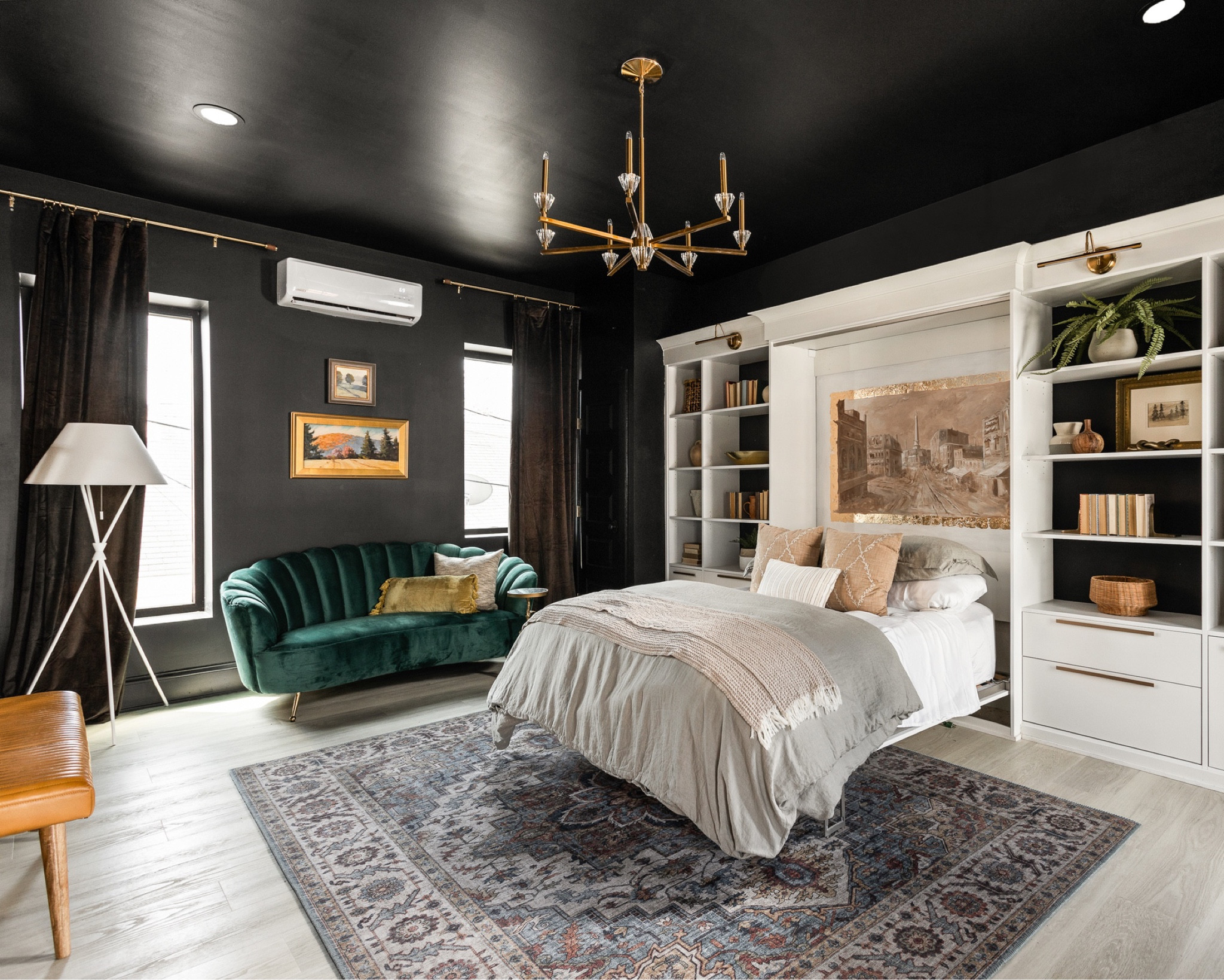 Bold color on the walls and ceiling creates a relaxing hideaway bedroom space.

#LTKhome