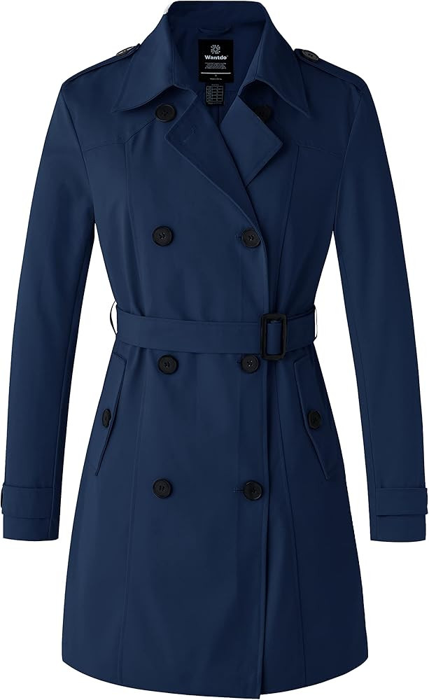 Wantdo Women's Waterproof Double-Breasted Trench Coat Classic Lapel Overcoat Slim Outerwear Coat ... | Amazon (US)