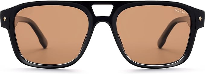 SOJOS Retro Square Polarized Aviator Sunglasses Womens Mens, Trendy Aviators Shades SJ2604 | Amazon (US)