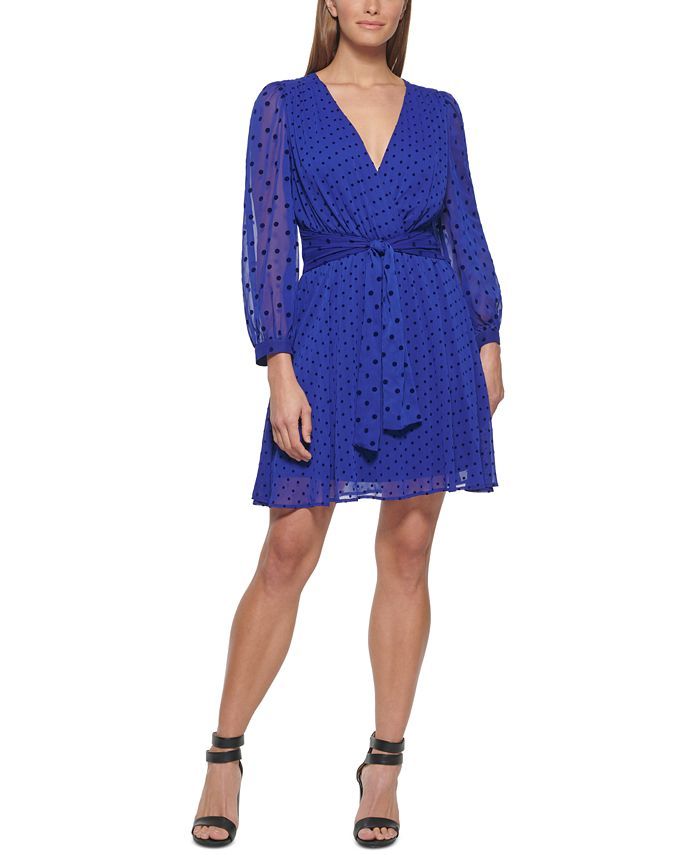 DKNY Clip-Dot Faux-Wrap Dress & Reviews - Dresses - Women - Macy's | Macys (US)