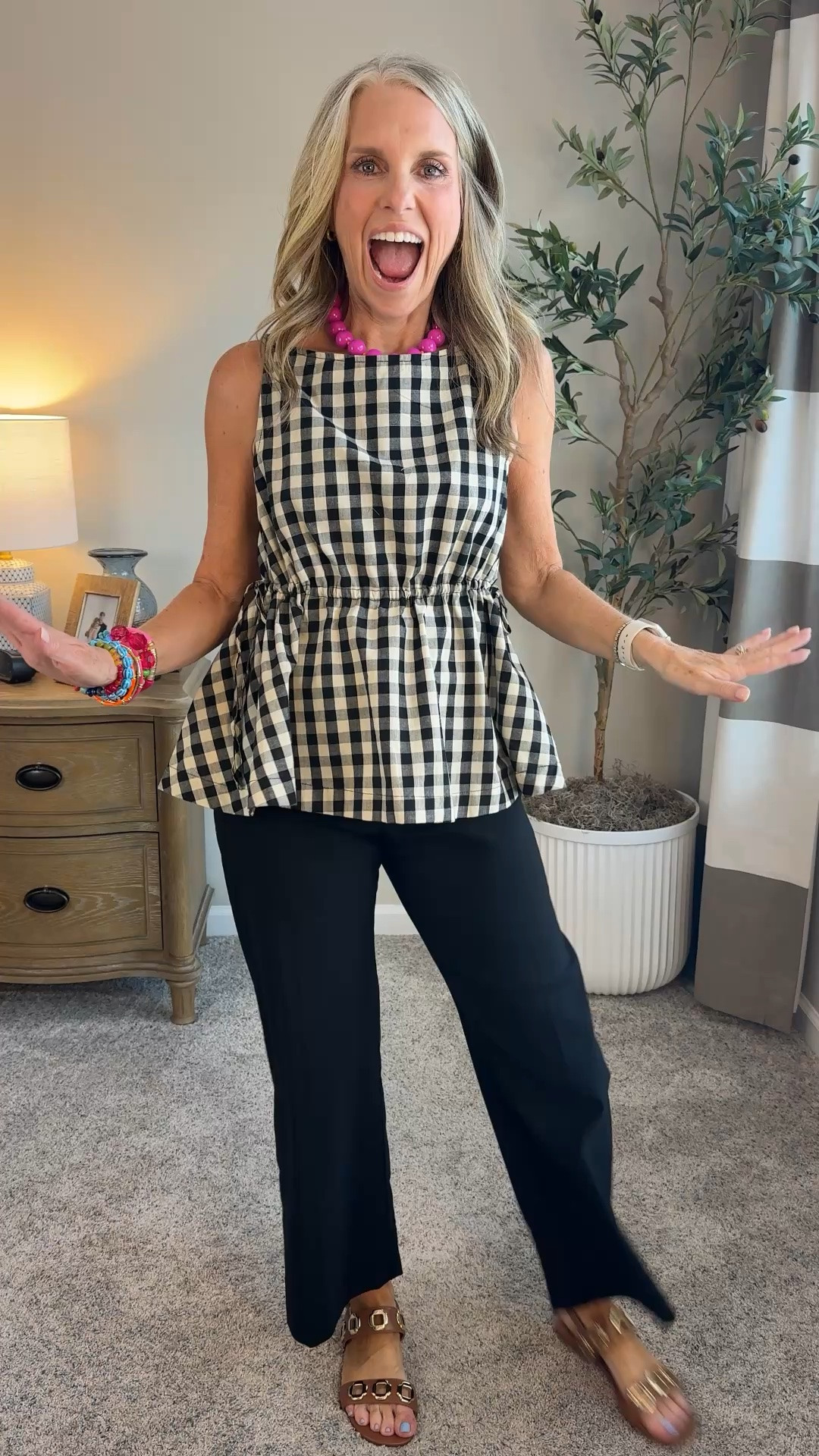 Cute top from @Petal & Pup   Wearing XS and 27 in the Colette pants. These pants are amazing!!! Great workwear look, casual church look, lunch with friends

#LTKootd #LTKOver40 #LTKWorkwear