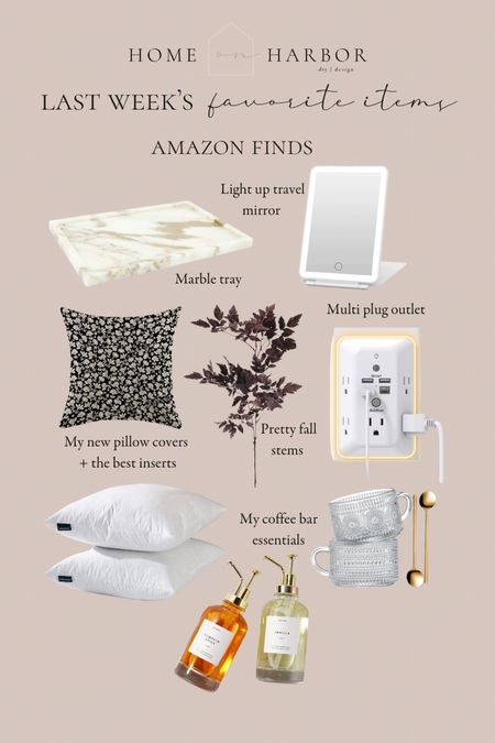 Last week’s favorite finds from Amazon linked here! Marble tray, throw pillow inserts, fall pillow covers, faux fall stems, coffee mugs, travel essentials and more! 

#LTKhome #LTKSeasonal #LTKfindsunder100