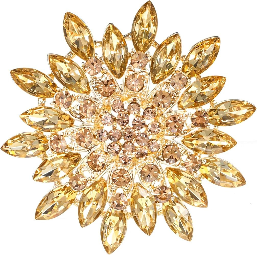 Gold Brooches and Pins for Women, Crystal Sunflower Brooch Pin for Women Dress Hat Decoration, Ho... | Amazon (US)