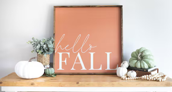 Hello Fall Sign  Fall Wall Decor  Farmhouse Fall Sign  - Etsy | Etsy (US)