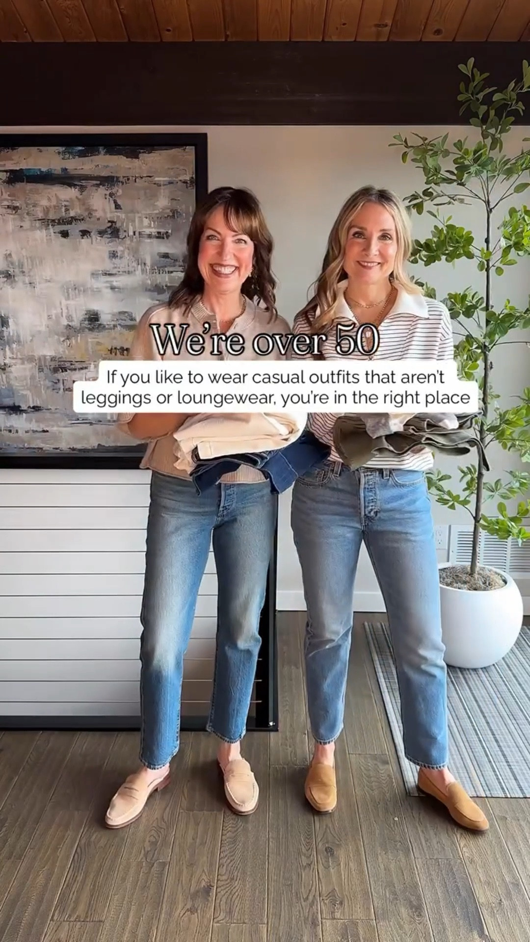 Don’t get us wrong, we love a good loungewear set, but mostly, an outfit that feels a tad more put together & stylish is our happy place!💗

Jeans with a fun graphic tee & a cute jacket or a casual Henley with olive pants & cool sneakers offer an easy look that’s slightly out of the ordinary from the sea of leggings + sweats outfits walking around😏 No shade to comfort, we just get tired of wearing the same ol’ thing every day!

@evereveofficial never disappoints! They’re our go-to for the BEST curation around of on-trend style!

We’re both 5’6” and wear xs/small in tops and 26/27 in pants. Links will be in stories too!

https://liketk.it/5WMy9 
#fashionover40 #over50style #casualchic #whattowear #everydaystyle