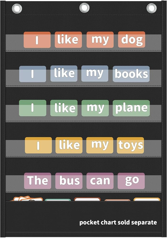 5+1Black Standard Small Vocabulary Pocket Charts for Kindergarten Classroom | Amazon (US)