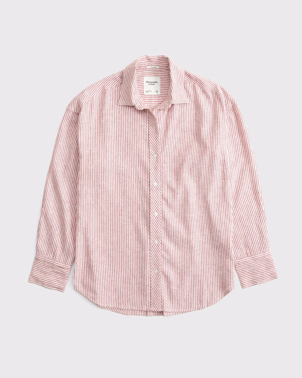 Women's Oversized Linen-Blend Shirt | Women's Clearance | Abercrombie.com | Abercrombie & Fitch (US)