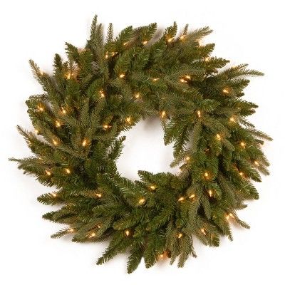 National Tree Company Pre-Lit Artificial 'Feel Real' Christmas Wreath, Green,  Frasier Grande, Wh... | Target