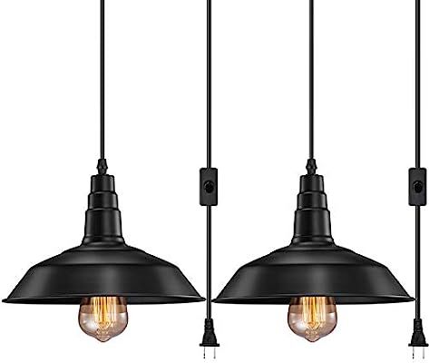 FadimiKoo Plug in Pendant Light E26 E27 Industrial Hanging Pendant Lights Vintage Hanging Light F... | Amazon (US)