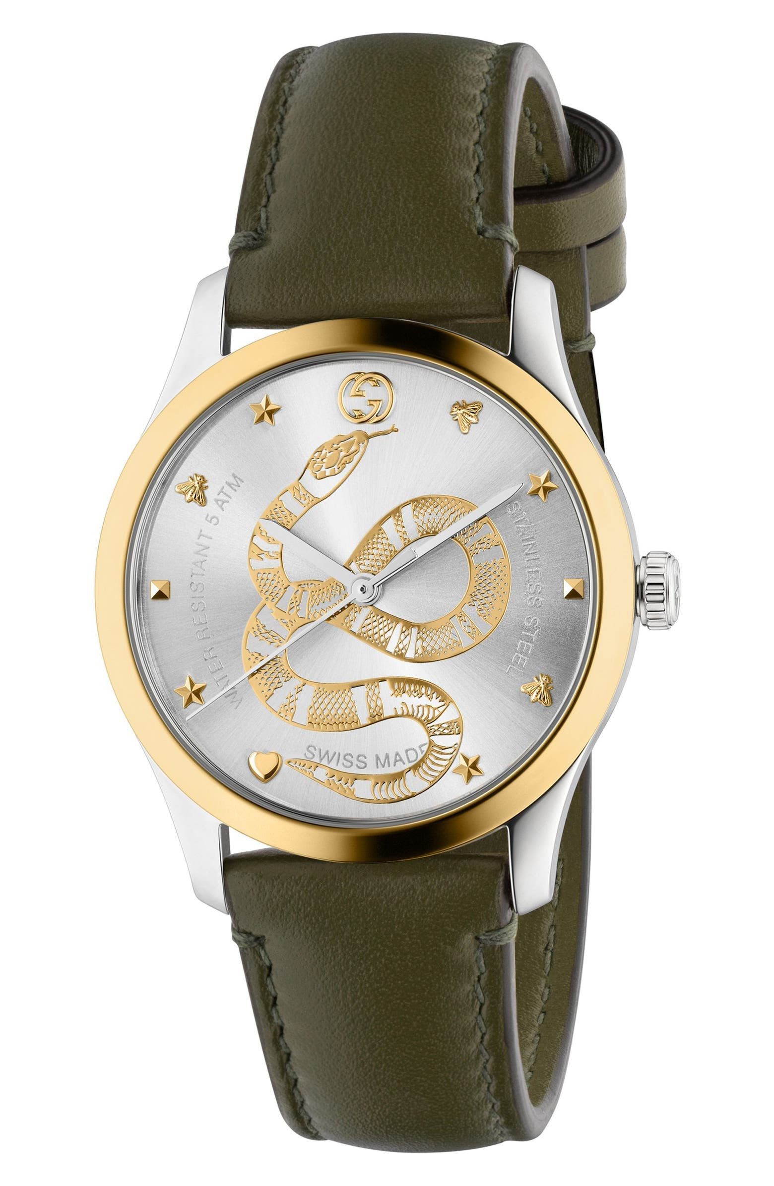 G-Timeless Snake Leather Strap Watch, 38mm | Nordstrom