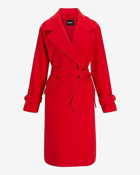 Belted Wrap Front Faux Wool Coat | Express