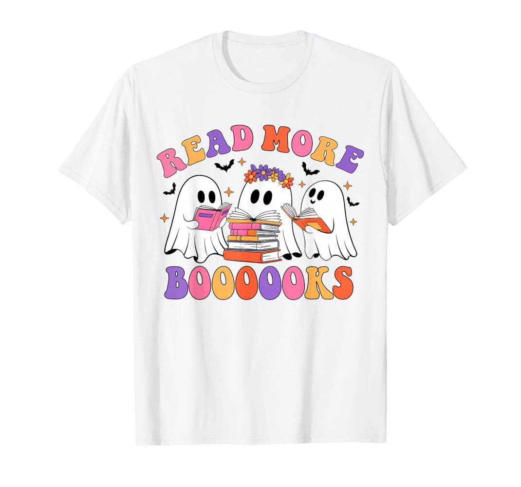 Cute Ghost Read More Books Lover Teacher Halloween Costume T-Shirt | Amazon (US)