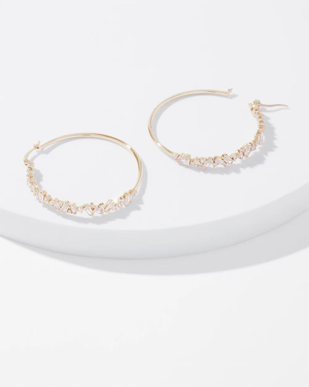 Gold Crystal Baguette Hoop Earrings | White House Black Market