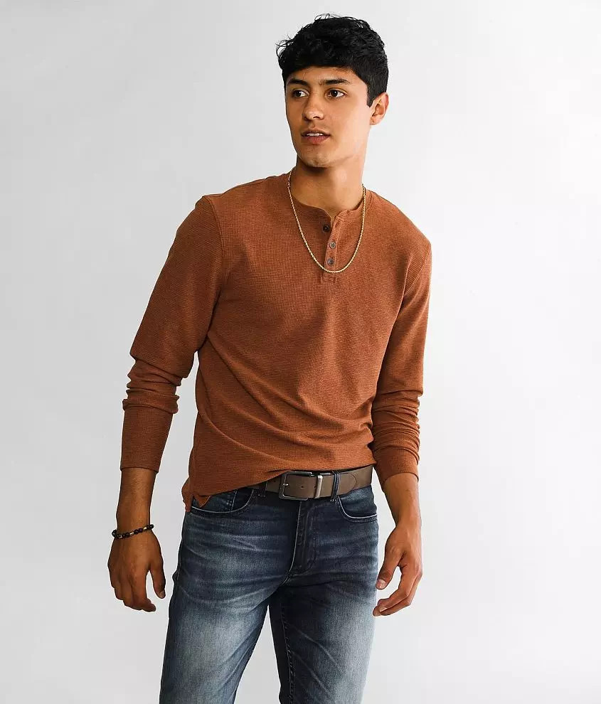 Textured Knit Henley | Buckle