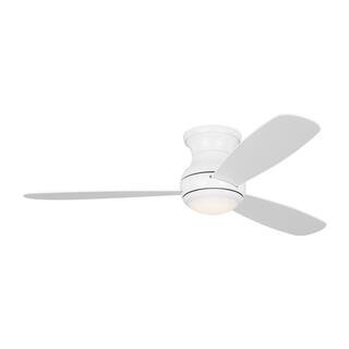 Orbis 52 in. Modern Indoor/Outdoor Matte White Hugger Ceiling Fan with White Blades and Integrated LED Light Kit | The Home Depot