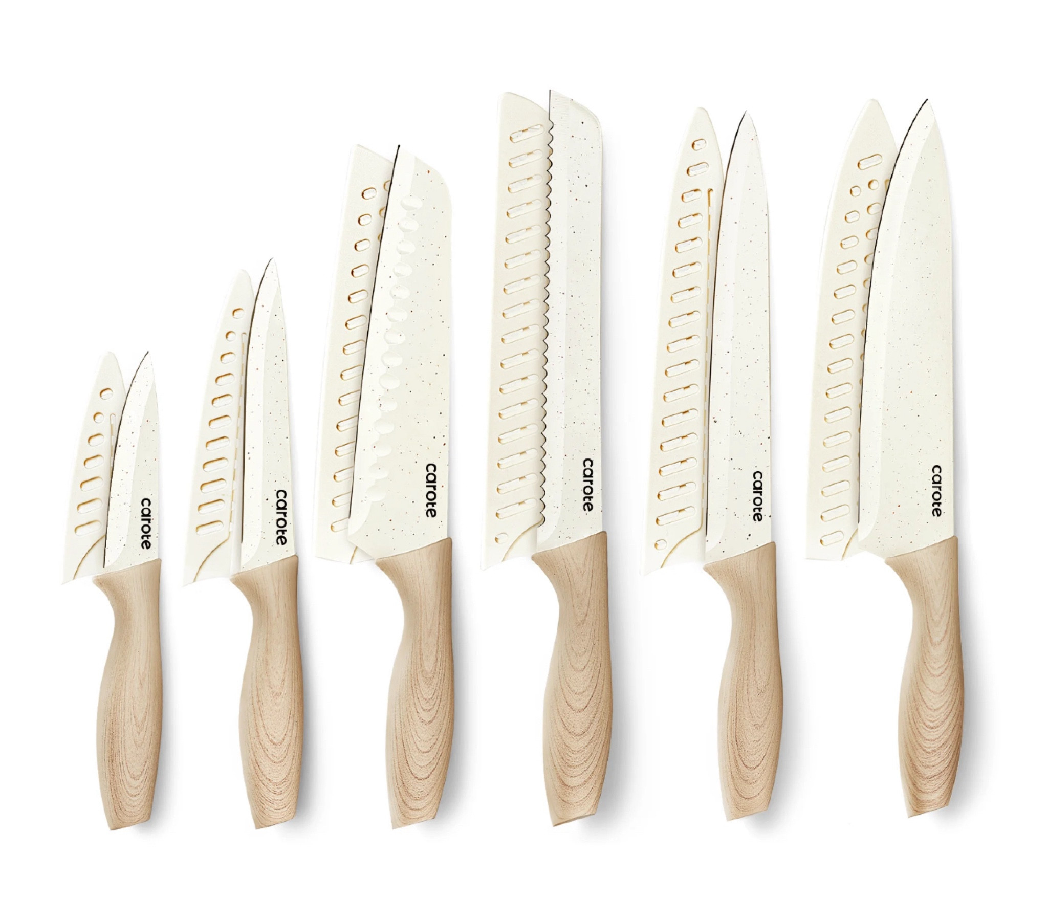 CAROTE 12PCS Knife set with Blade Guards,Granite Nonstick Ceramic Coating,Stainless Steel blade, Wooden Handle, Essential knife set, aesthetic kitchenware 

#LTKHome #LTKSaleAlert #LTKFindsUnder100