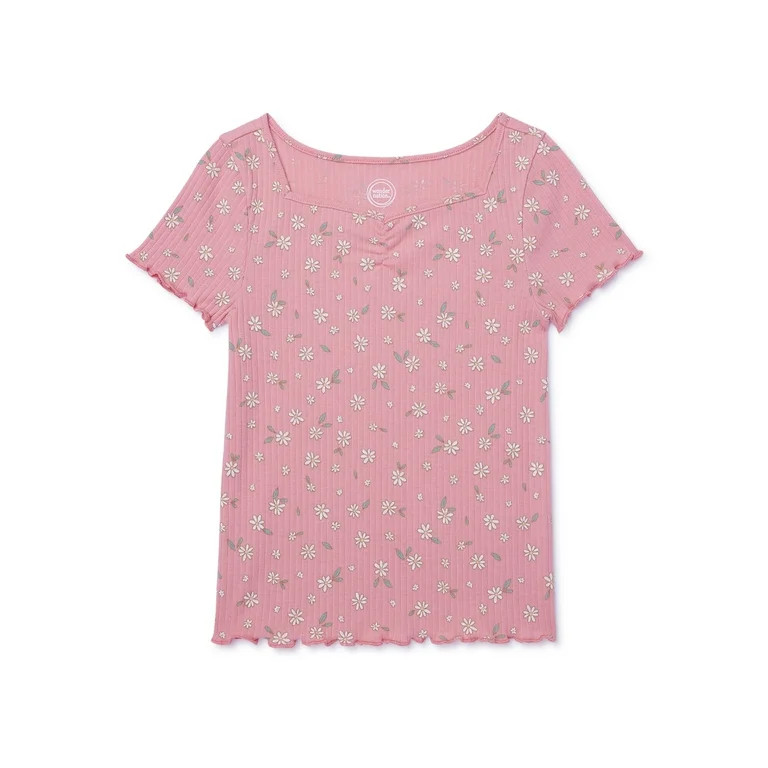 Wonder Nation Girls Kid Rib Top, Sizes 4-18 & Plus | Walmart (US)