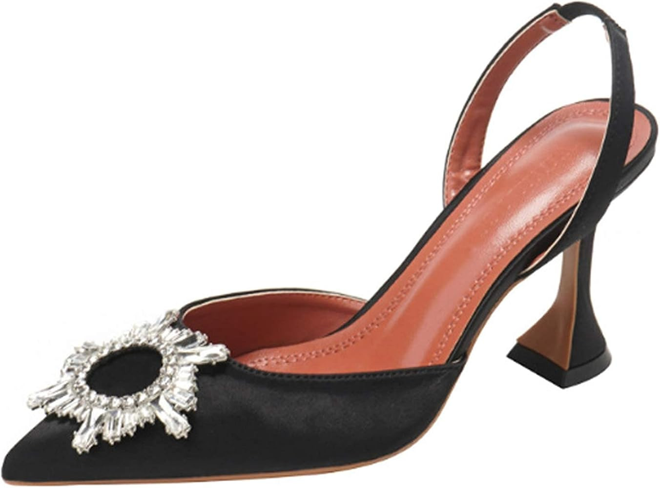 Arqa Women's High Heel Pumps Backless Slip-on Stilettos Rhinestone Sandals Satin Slingback Pump Shoe | Amazon (US)