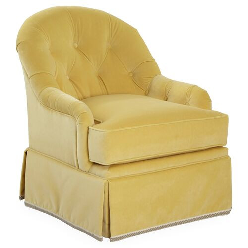 Marlowe Swivel Club Chair, Canary Velvet | One Kings Lane