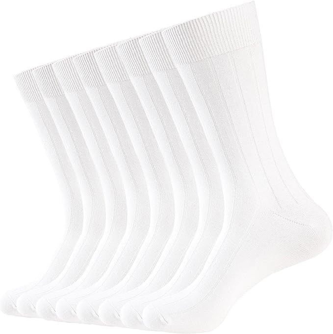 WANDER Mens Dress Socks Double Needle Rib Cotton Solid Premium Socks Lightweight Classic Business... | Amazon (US)
