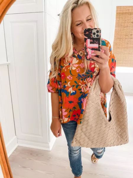 Sweet floral top from Avera. Great shirt for fall! Wearing a size small and 26 in jeans. 

#LTKSeasonal #LTKfit #LTKitbag