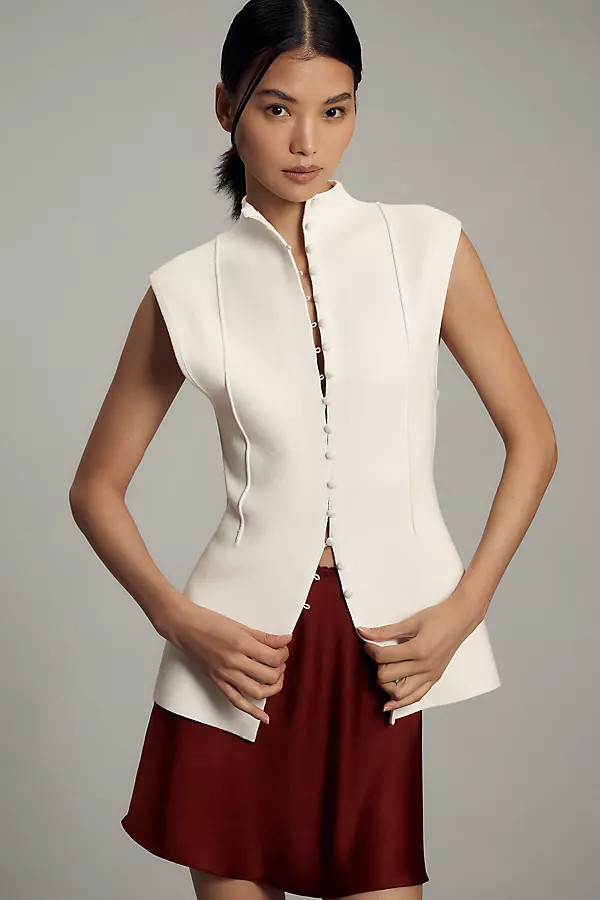 By Anthropologie Mock-Neck Sleeveless Cardigan Sweater | Anthropologie (US)