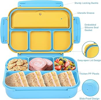 Bento Box for Kids Girls Boys, Bento Box Adult Lunch Box with 4 Compartments, Lunch Containers wi... | Amazon (US)