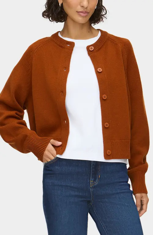 ALIGNE Tania Merino Wool & Cotton Cardigan in Cognac at Nordstrom, Size Medium | Nordstrom