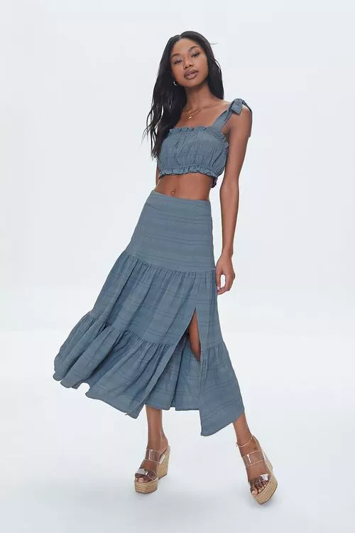 Crop top and long skirt set forever 21 sale