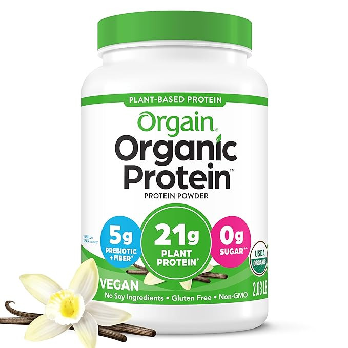 Orgain Organic Vegan Protein Powder, Vanilla Bean - 21g Plant Based Protein, Gluten Free, Dairy F... | Amazon (US)