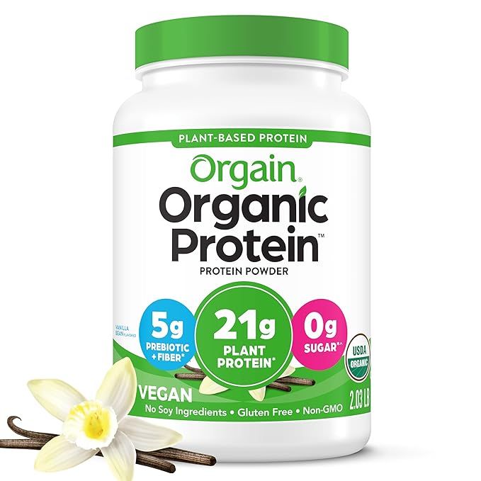 Orgain Organic Vegan Protein Powder, Vanilla Bean - 21g Plant Based Protein, Gluten Free, Dairy F... | Amazon (US)