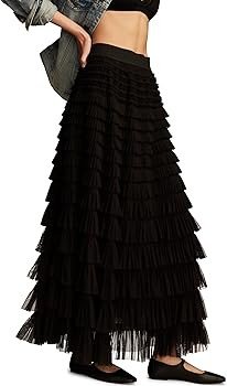 Lucky Brand Women's Tulle Ruffle Maxi Skirt | Amazon (US)