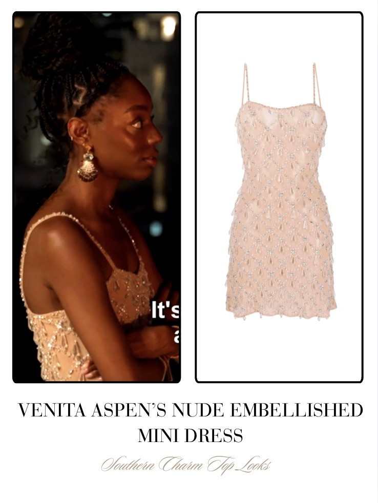 Venita Aspen’s Nude Embellished Mini Dress