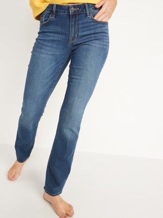 Mid-Rise Dark-Wash Kicker Boot-Cut Jeans for Women | Old Navy (US)