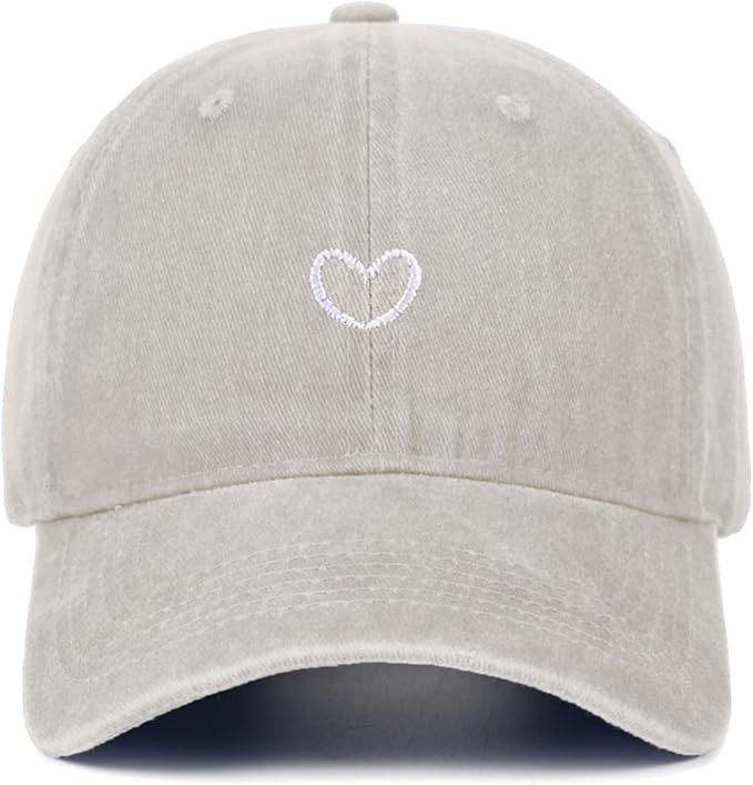 Vintage Heart Embroidered Washed Baseball Cap for Women Cute Cotton Low Profile Adjustable Dad Ha... | Amazon (US)