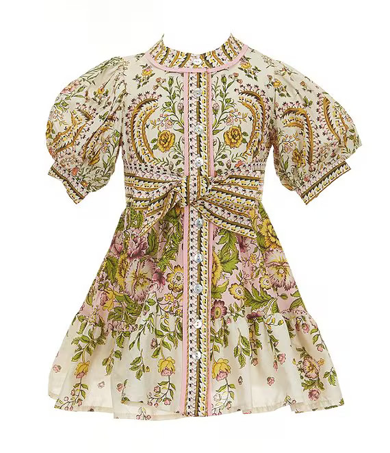 A Loves ALittle Girls Bubble Sleeve Ivory Floral Multi Dress | Dillard's