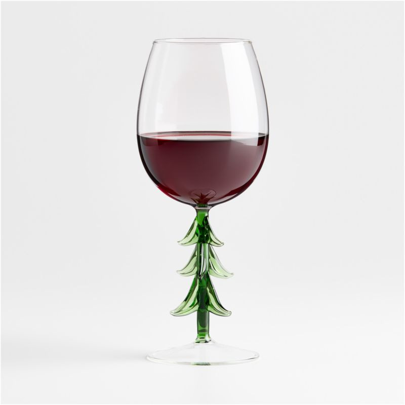 Hand-Blown Christmas Tree Icon 13.5-oz. Wine Glass + Reviews | Crate & Barrel | Crate & Barrel