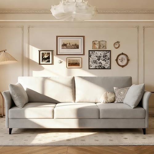 65" Mid Century Modern Loveseat Sofa, Upholstered Linen 3-Seater Couch with Deep Seating, Small S... | Amazon (US)