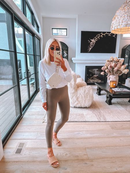 Perfect neutral basics! Wearing a 6 in long sleeve tee and a 6 in leggings 