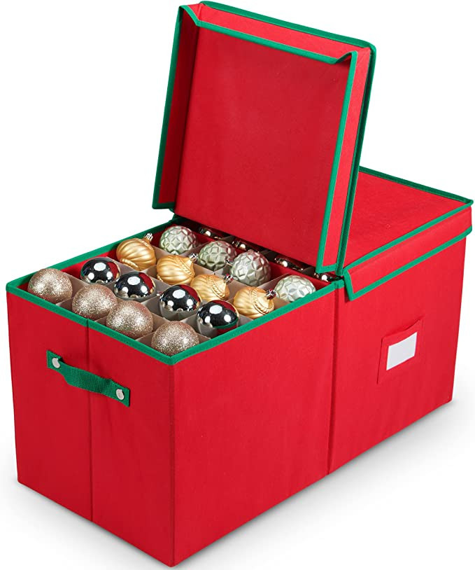 pakkon Christmas Ornament Storage Box - 24x12x12 Inch Container for Up to 3-Inch Ornaments and... | Amazon (US)