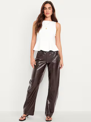 High-Waisted Faux-Leather Ankle Barrel Pants | Old Navy (US)