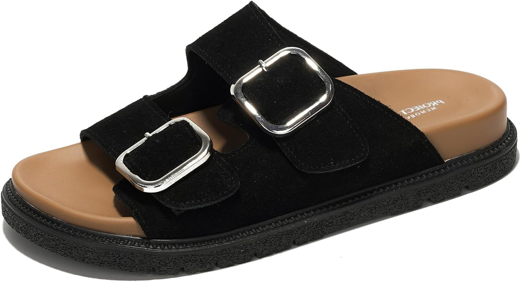 100% Genuine Leather Slides for Women Platform Sandals Women Comfortable Summer Sandals Memory fo... | Amazon (US)