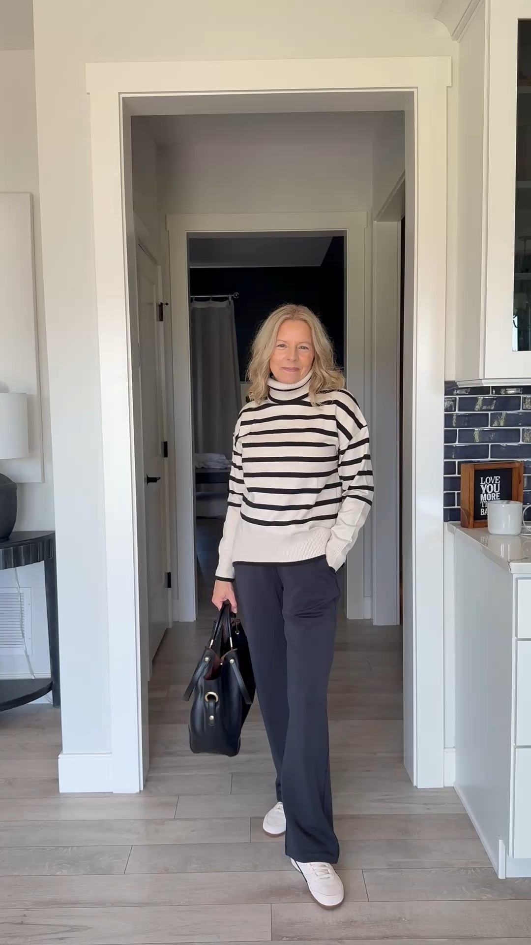 Soft and cozy turtleneck fits tts. I’m 5’3” 124 lbs and wearing a small.  The quality is top notch and feels high end without the hefty price tag. Adjustable, elastic waist pants are also top notch. Modal material is so comfy and flowy.  You will want to live in these! Fit tts, I’m wearing size small, 31” inseam.  #fall #sweaterweather #businesscasual #whattowear #teacheroutfit #teachers 

#LTKSeasonal #LTKFindsUnder50 #LTKOver40