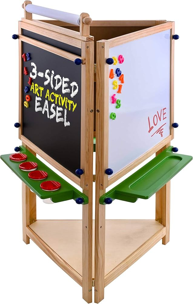 U.S. Art Supply Children's 3-Sided Art Activity Easel with Chalkboard, Large Paper Roll, Shelf & ... | Amazon (US)