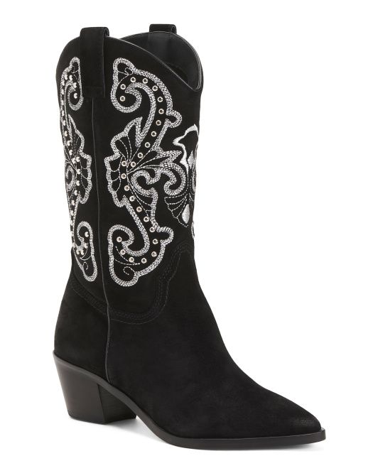 Suede Studded Western Boots | TJ Maxx