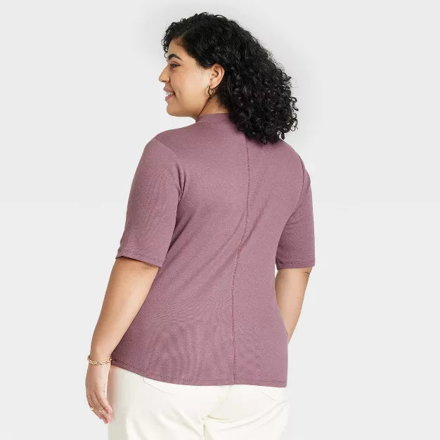 Women's Elbow Sleeve Mock Turtleneck T-Shirt - A New Day™ | Target