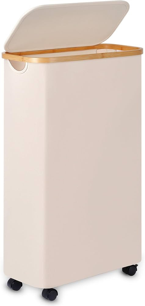 Merkisa 60L Slim Laundry Basket with Wheels,Narrow Hampers for Laundry,Freestanding Laundry Hampe... | Amazon (US)