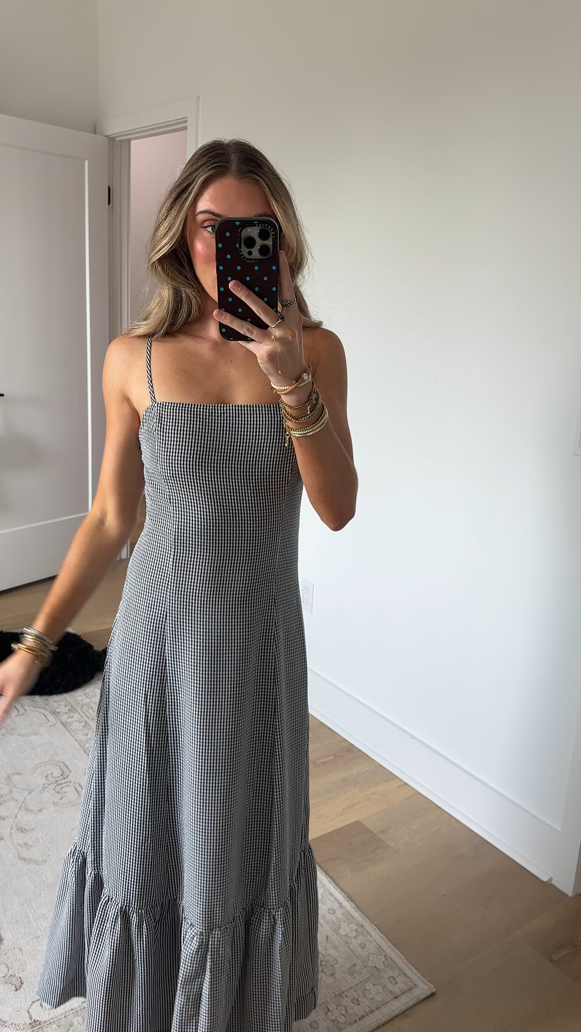 @englishfactory size xs Effortlessly refined with a touch of vintage charm, this gingham maxi dress is designed for easy, everyday elegance. Featuring a sleek square neckline and delicate straps, the silhouette softly skims the body before flowing into a subtle ruffle hem. The timeless gingham print adds a classic feel, while the lightweight construction keeps it breathable and comfortable. Perfect for warm days, weekend outings, or dressed up with minimal heels for an elevated look.

#LTKSeasonal #LTKootd #LTKgrwm